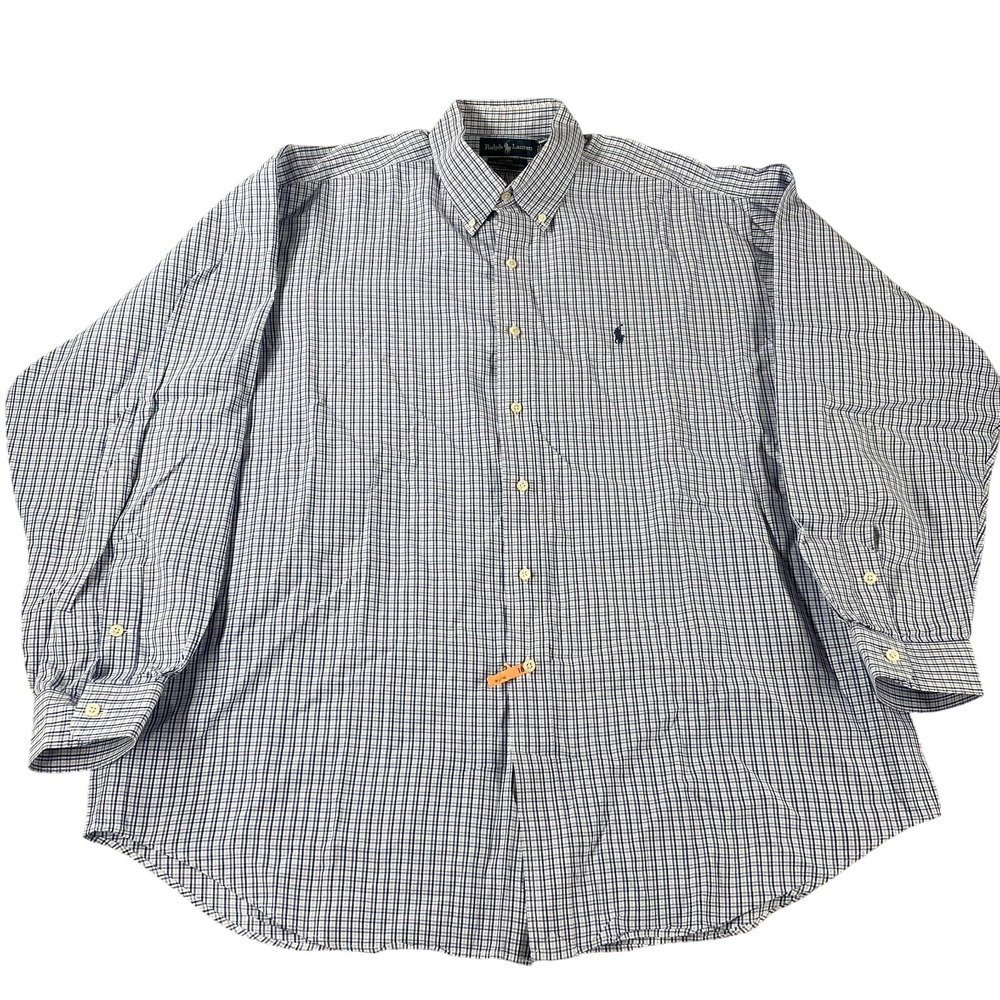 Polo Ralph Lauren Blake Shirt Mens XL Blue White Plaid Button Down Cotton L/S